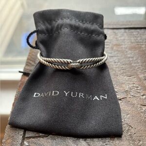 David Yurman Silver Twisted Cable Loop Bracelet with Diamonds